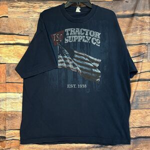 Tractor Supply Co TSC American Flag T-Shirt 2XL Navy Blue Est 1938 Patriotic Men